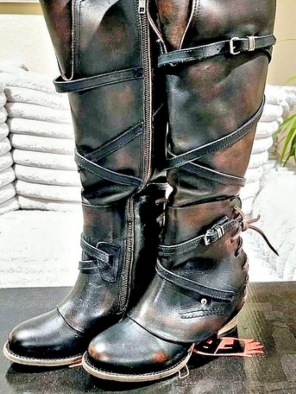 Freebird Coal Women's Black Leather Heeled Boots